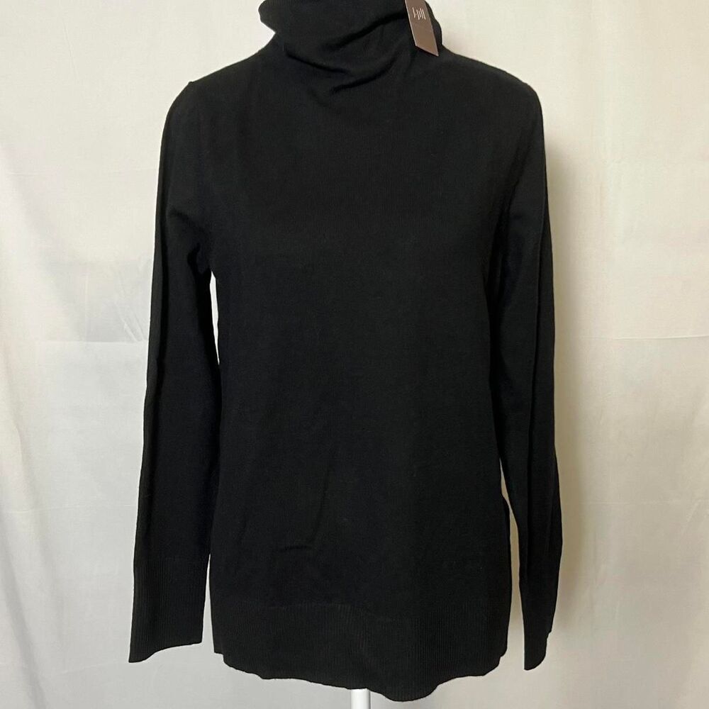 NWT J.Jill Black Turtleneck Sweater Petite Small Minimalist office work SP‎